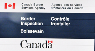 Canada Border Inspection sign